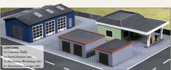 Battlefield in a Box: Pre-painted Terrain Bundle - Gas Station & Garages