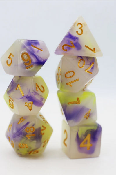 Foam Brain Dice Set: Yellow & Purple Jade RPG Dice Set (7)