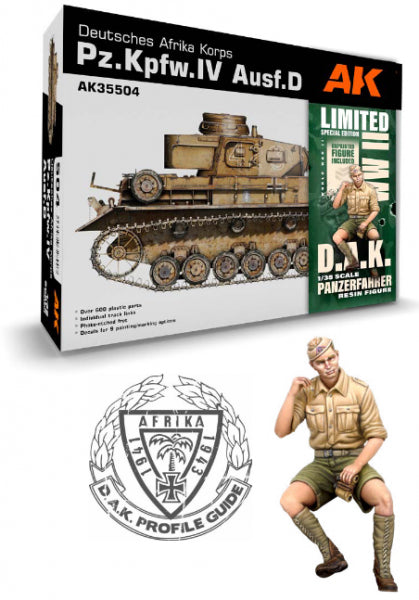 AK-Interactive: Pz.Kpfw.IV Ausf.D Afrika Korps + Dak Panzerfahrer (Limited Edition) (1:35 scale)
