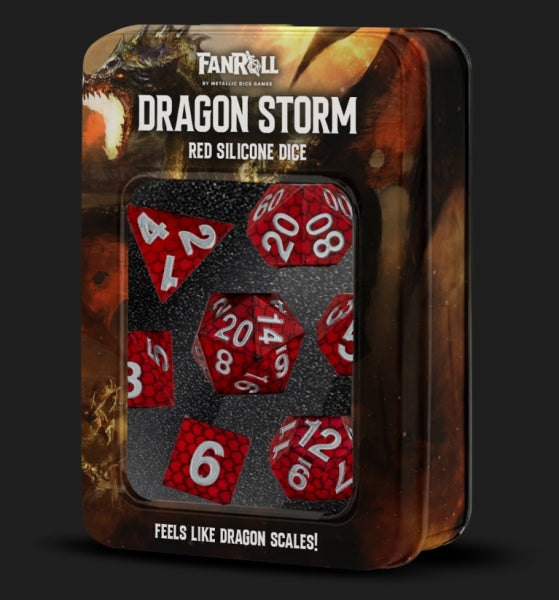 Metallic Dice: Dragon Storm Silicone Dice Set - Red Dragon Scales (7)