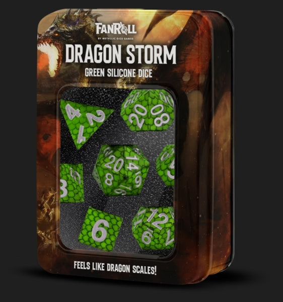 Metallic Dice: Dragon Storm Silicone Dice Set - Green Dragon Scales (7)