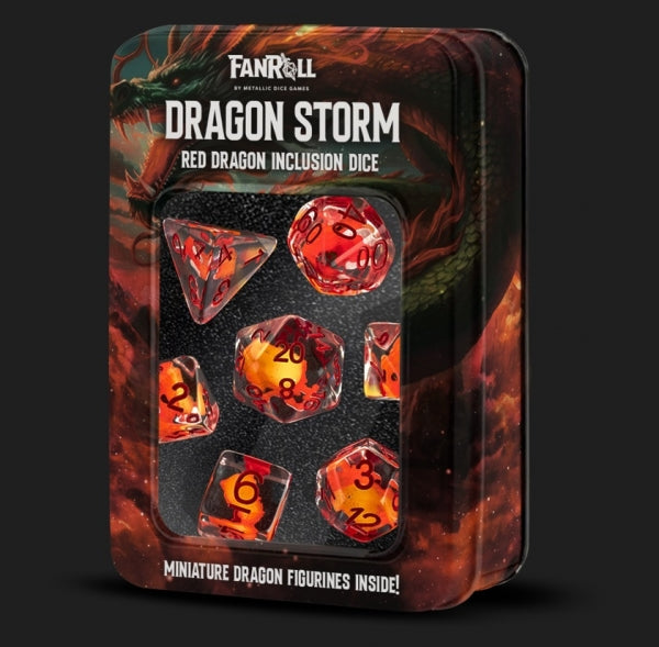 Metallic Dice: Dragon Storm Inclusion Resin Dice Set - Red Dragon (7)