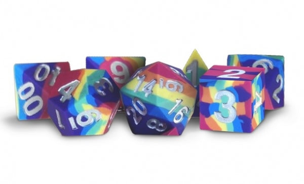 Fanroll Dice: Sharp Edge Silicone Rubber Dice Set - Rainbow 7-Die Set