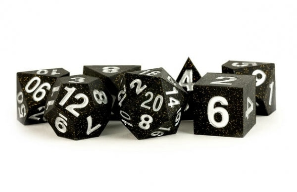 Fanroll Dice: Sharp Edge Silicone Rubber Dice Set - Gold Scatter 7-Die Set