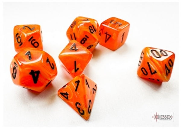 Chessex RPG Dice Sets: Vortex Mini-Polyhedral Bright Orange/Black 7-Die Set