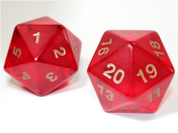 Chessex: 55mm Jumbo d20 Translucent Red w/gold (1)
