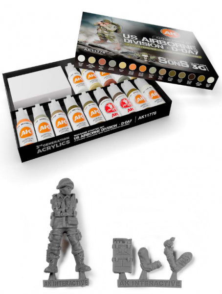 AK-Interactive: Us Airborne Division D-day Wargame Starter Set (14 Colors + Excl. Figure)