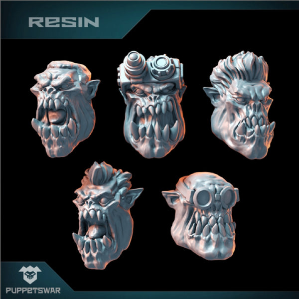Puppetswar: (Accessory) Orc Flesh Busters Heads (5)