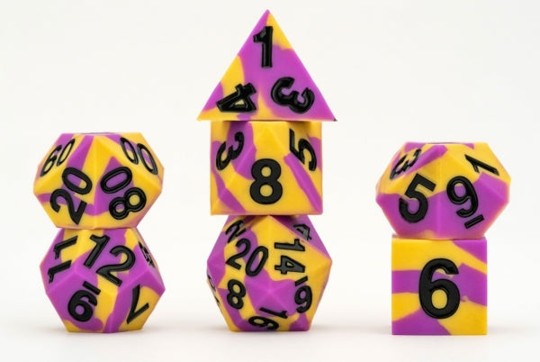 Sharp Edge Silicone Rubber Pride Poly Dice Set: Intersex (16mm)