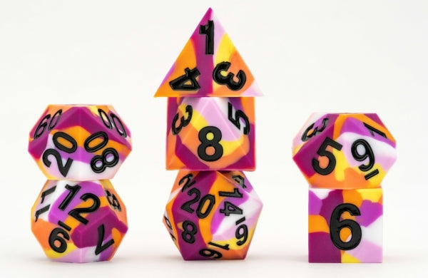 Sharp Edge Silicone Rubber Pride Poly Dice Set: Lesbian (16mm)