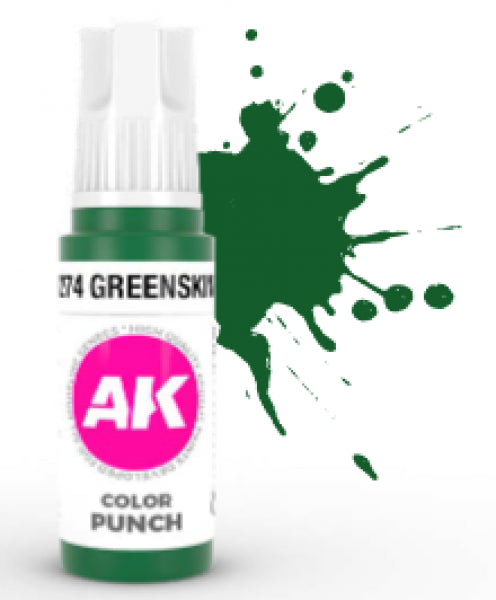 AK-Interactive: (3rd Gen) Acrylics - Color Punch Greenskin Punch (17mL)