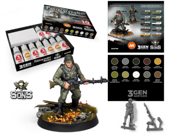 AK-Interactive: 3rd Gen Acrylics - German Panzergrenadier Division Europe Wargame Starter Set