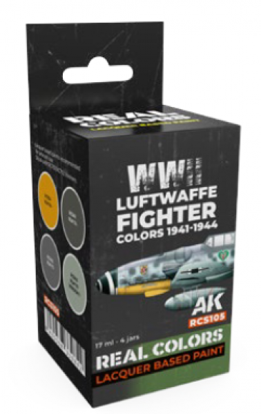 AK-Interactive: Real Colors Lacquer Paint Set - WWII Luftwaffe Fighter Colors 1941-1944 (4 colors)