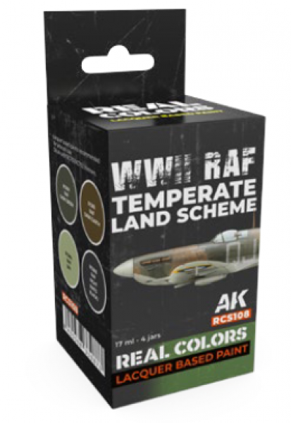 AK-Interactive: Real Colors Lacquer Paint Set - WWII RAF Temperate Land Scheme (4 colors)