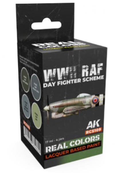 AK-Interactive: Real Colors Lacquer Paint Set - WWII RAF Day Fighter Scheme (4 colors)