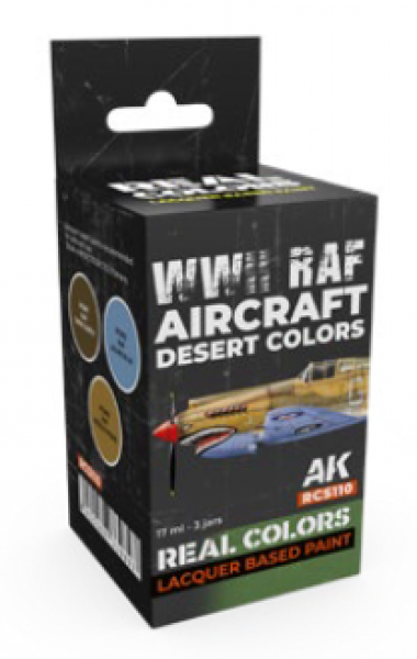 AK-Interactive: Real Colors Lacquer Paint Set - WWII RAF Aircraft Desert Colors (3 colors)