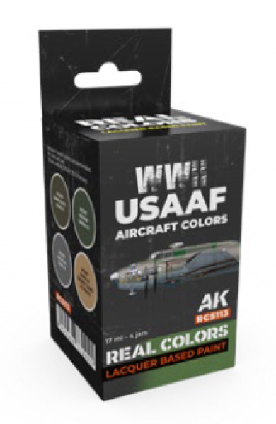 AK-Interactive: Real Colors Lacquer Paint Set - WWII USAAF Aircraft Colors (4 colors)