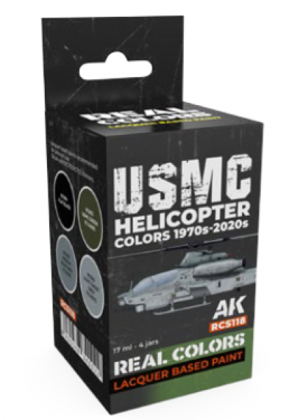 AK-Interactive: Real Colors Lacquer Paint Set - USMC Helicopter Colors 1970s-today (4 colors)