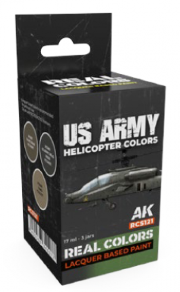 AK-Interactive: Real Colors Lacquer Paint Set - US Army Helicopter Colors (3 colors)