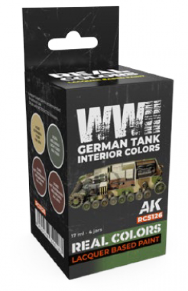 AK-Interactive: Real Colors Lacquer Paint Set - WWII German Tank Interior Colors (4 colors)