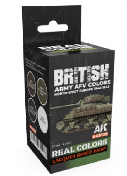 AK-Interactive: Real Colors Lacquer Set - British Army AFV Colors NW Europe 1944-1945 (4 colors)