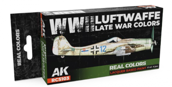 AK-Interactive: Real Colors Lacquer Paint Set - WWII Luftwaffe Late War Colors (6 colors)