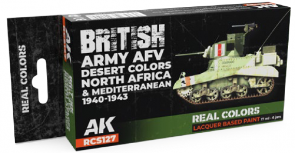 AK-Interactive: Real Colors Lacquer Paint Set - British Army AFV Desert N.Africa/Med 1940 (6 colors)