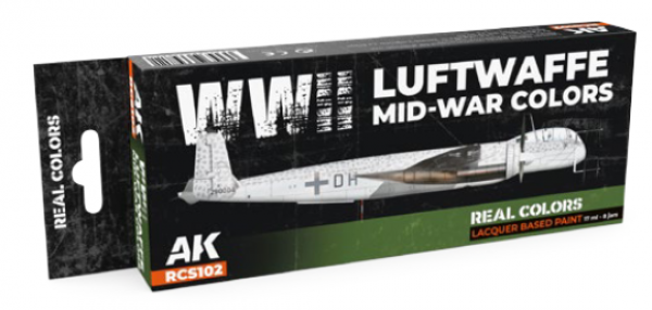 AK-Interactive: Real Colors Lacquer Paint Set - WWII Luftwaffe Mid-War Colors (8 colors)