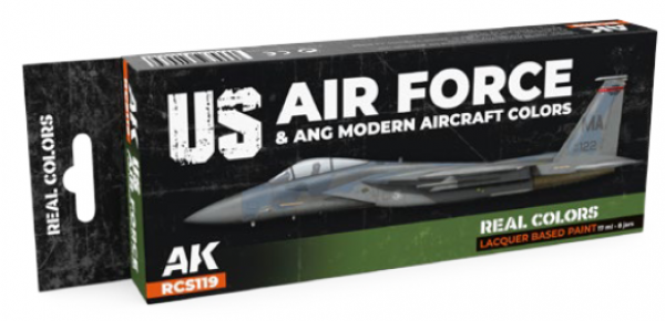 AK-Interactive: Real Colors Lacquer Paint Set - US Air Force & ANG Modern Aircraft Colors (8 colors)