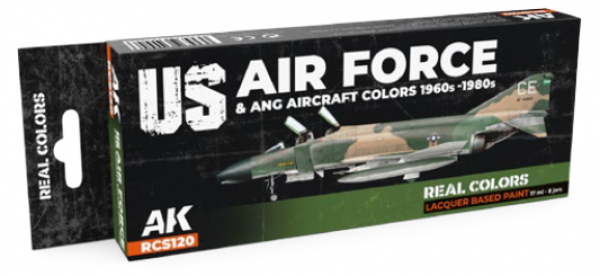 AK-Interactive: Real Colors Lacquer Set - US Air Force & ANG Aircraft Colors 1960-80s (8 colors)