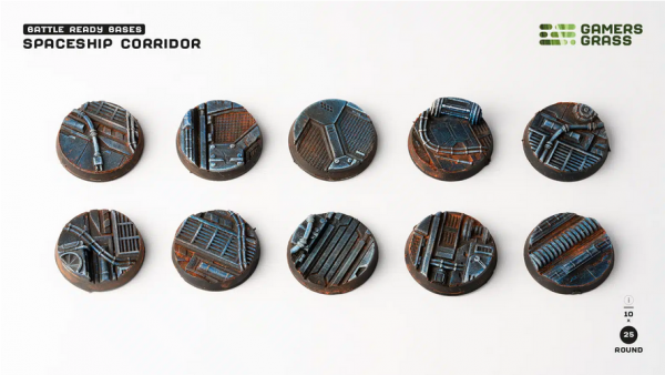 Battle Ready Bases: Spaceship Corridor Bases - Round 25mm (x10)