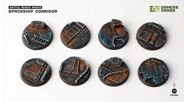 Battle Ready Bases: Spaceship Corridor Bases - Round 32mm (x8)