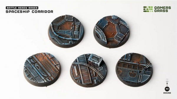 Battle Ready Bases: Spaceship Corridor Bases - Round 40mm (x5)