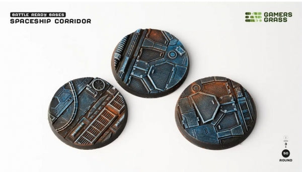 Battle Ready Bases: Spaceship Corridor Bases - Round 50mm (x3)