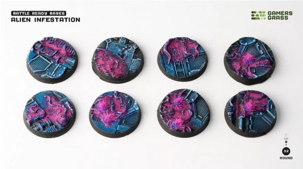 Battle Ready Bases: Alien Infestation Bases - Round 32mm (x8)