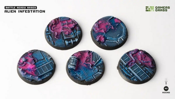 Battle Ready Bases: Alien Infestation Bases - Round 40mm (x5)