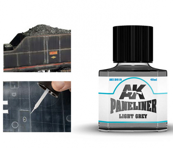 AK-Interactive: (Weathering) Light Grey Paneliner (40mL)