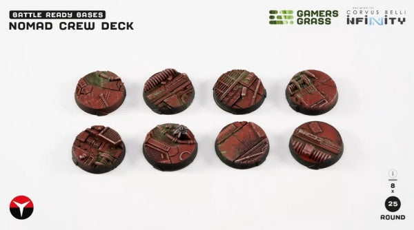 Battle Ready Bases: (Infinity) Nomad Crew Deck Bases, Round 25mm (x8)