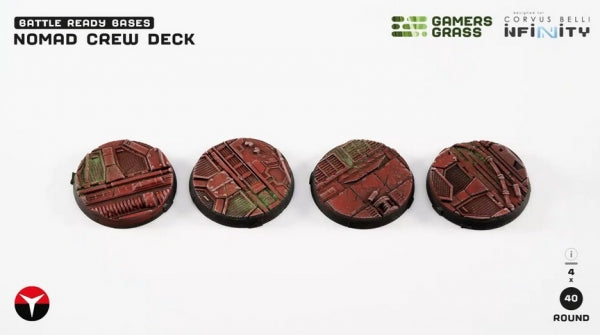 Battle Ready Bases: (Infinity) Nomad Crew Deck Bases, Round 40mm (x4)