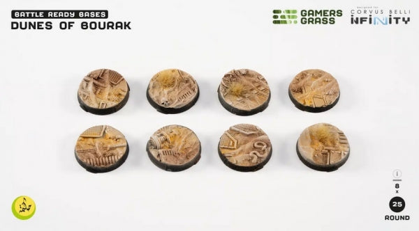 Battle Ready Bases: (Infinity) Dunes of Bourak Bases, Round 25mm (x8)