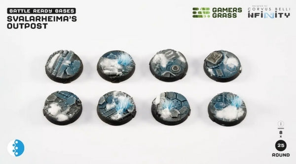 Battle Ready Bases: (Infinity) Svalarheima’s Outpost Bases, Round 25mm (x8)