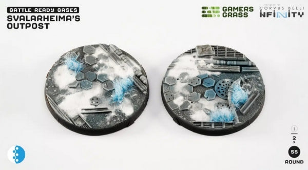 Battle Ready Bases: (Infinity) Svalarheima’s Outpost Bases, Round 55mm (x2)