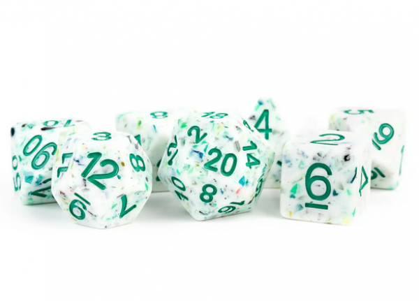 Polyhedral Dice Set: (16mm Resin) Recycled Rainbow (7 die set)