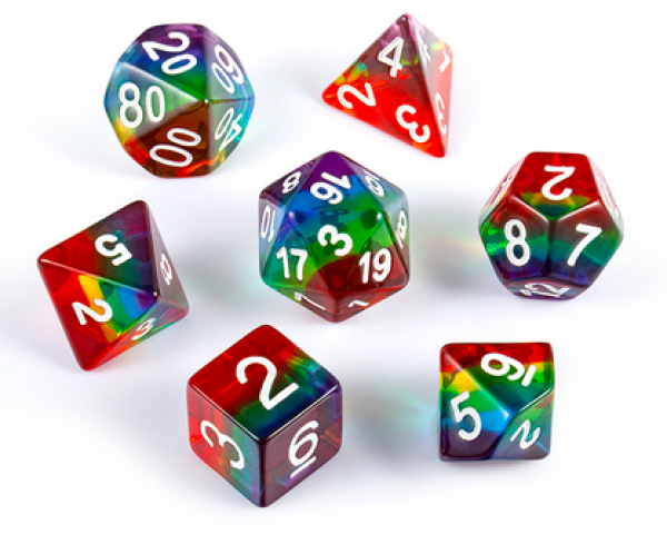 Dice Habit Resin Dice Set: Clear Rainbow (7pcs)