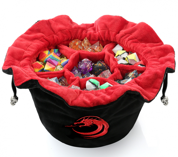 Dice Habit: Drawstring Sectional Dice Pouch - Black