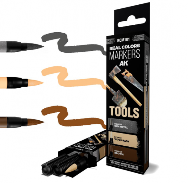 AK-Interactive: Real Color Acrylic Paint Marker Set - Tools (3 color set)
