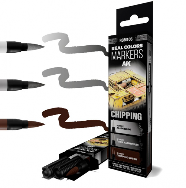 AK-Interactive: Real Color Acrylic Paint Marker Set - Chipping (3 color set)