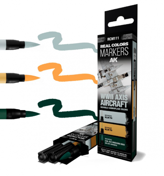 AK-Interactive: Real Color Acrylic Paint Marker Set - WWII Axis Aircraft Squiggle Camo (3 color set)