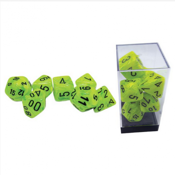 Chessex: Mega Hedrals - Vortex Bright Green/Black Set (7)