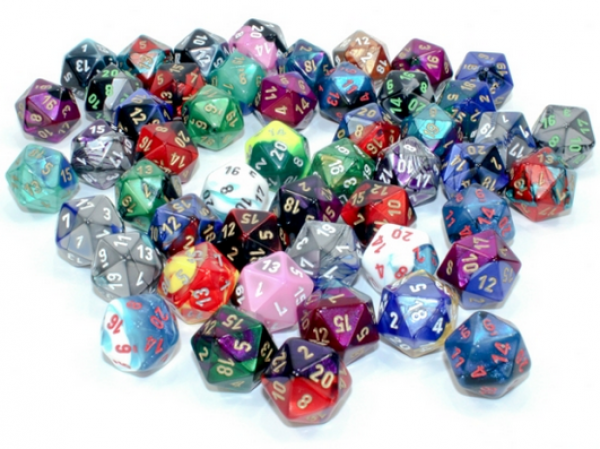 Chessex: Bag of 50 Assorted Loose Gemini Polyhedral d20 Dice (50)